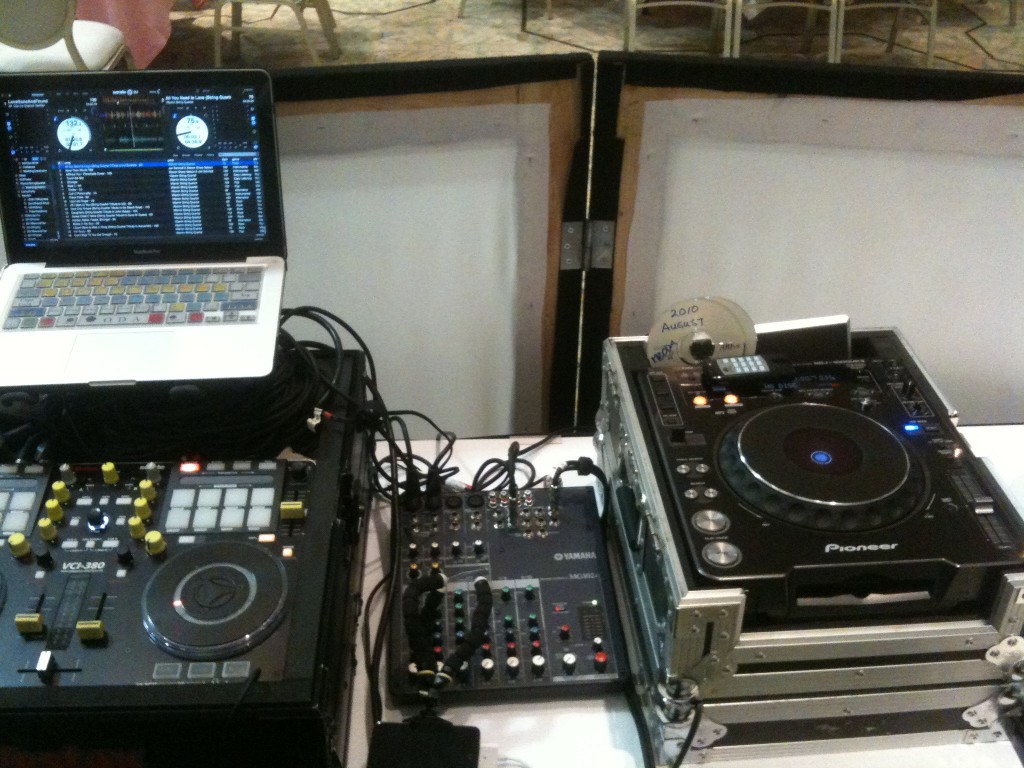 DJ equipment hidden behind facade