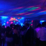 Uplighting, dance lighting, fog effect and an energetic crowd changes the feel of the room